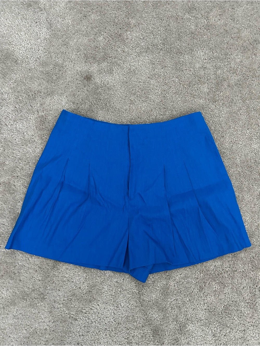 ANTONIO MELANI Royal Blue High-Waist Pleated Shorts